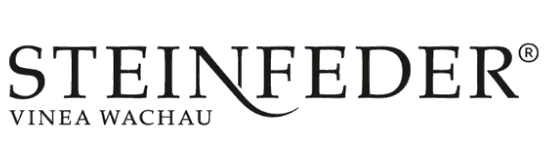 Steinfeder Logo in Schwarz vor weißem Hintergrund.